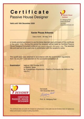 Certificate Passive House Designer